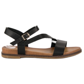 Sandales plates confortables le noir