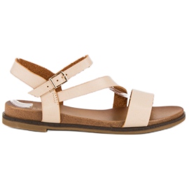 Sandales plates confortables brun