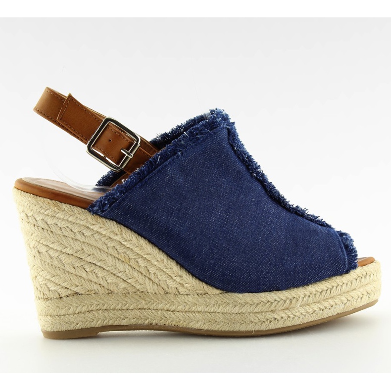 Espadrilles à talon compensé LL153 bleu brun bleu marin