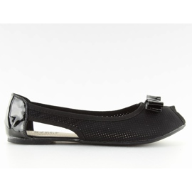 Ballerines noires bout ouvert D314