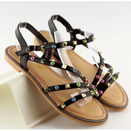Sandales noires à clous LS-6029 noir