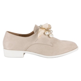 Tina&Co Richelieus noués avec perles brun