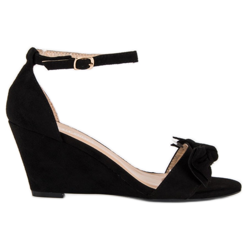 L. Lux. Shoes Sandales compensées élégantes le noir L. Lux. Shoes Sandales compensées élégantes le noir