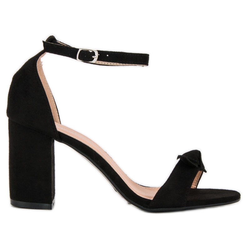 Diamantique Sandales élégantes sur un poteau le noir