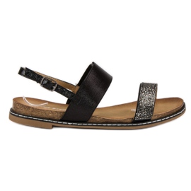 Via Giulia  Sandales plates à boucle noir