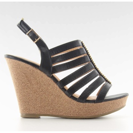 Sandales compensées FA77 Noir le noir