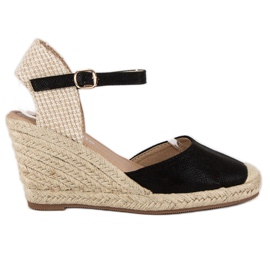 Nio Nio Sandales espadrilles compensées le noir brun