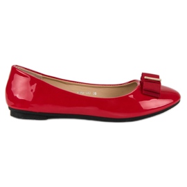 Diamantique Ballerines laquées à nœud rouge