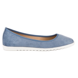 Sun Color Ballerines en daim ajouré bleu