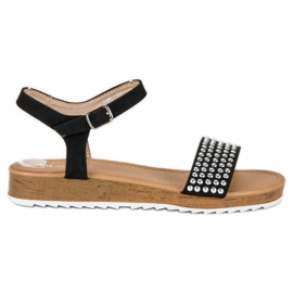 Ch. Creation Sandales plates noires le noir