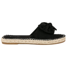 Queen Vivi Tongs espadrilles en daim noir