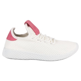 Chaussures de sport blanches rose