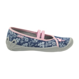 Babouche fleurs Befado 116y232 jeans bleu rose bleu marine
