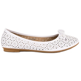 Diamantique Ballerines ajourées blanc