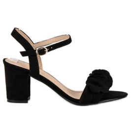 Top Shoes Sandales noires sur le poteau le noir