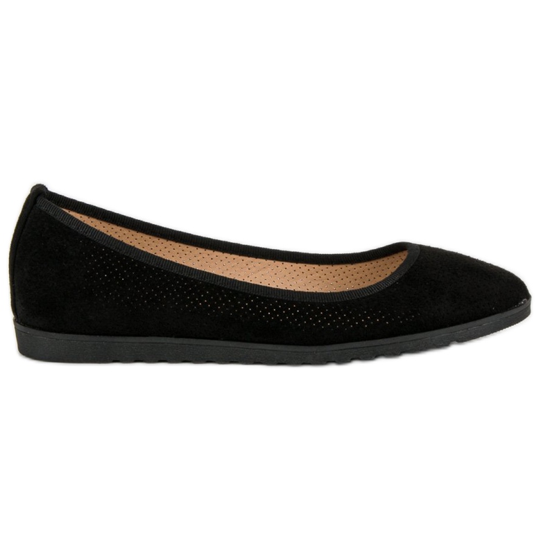 Sun Color Ballerines en daim ajouré le noir