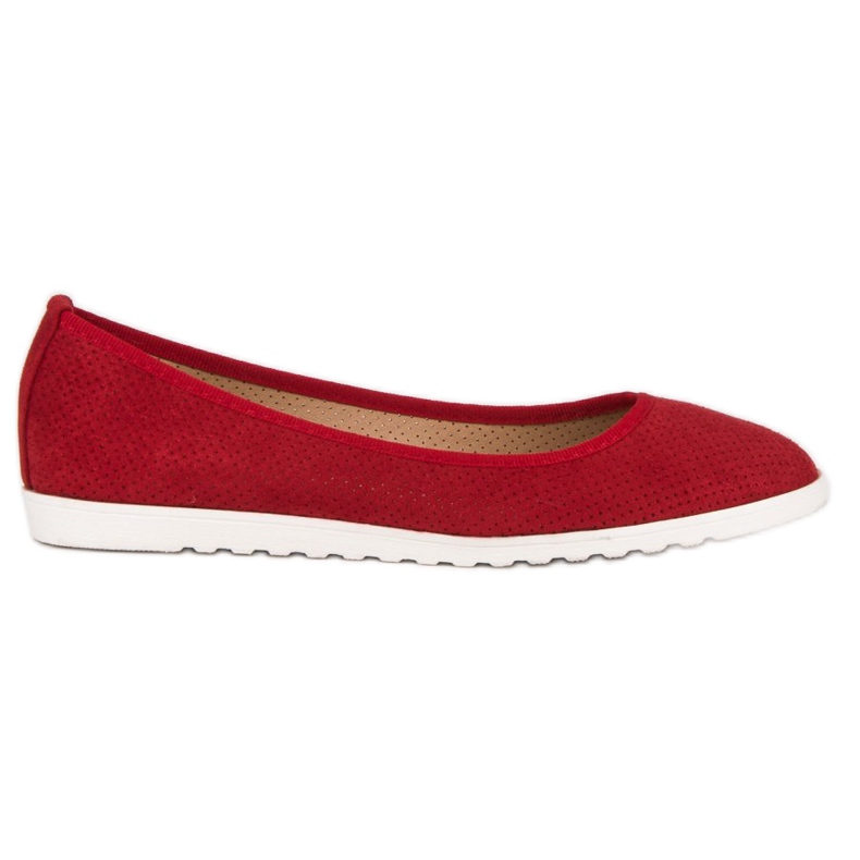 Sun Color Ballerines en daim ajouré rouge
