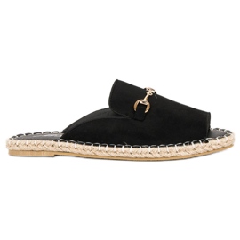 Espadrilles tongs en daim noir