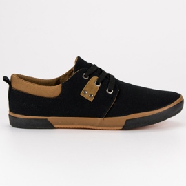 Baskets noires attachées brun