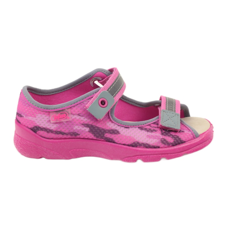 Sandales, chaussons velcro Befado 969y112 gris rose