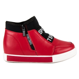 Baskets rouges à fermeture éclair noir