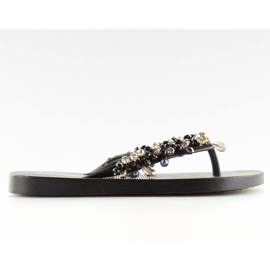 Tongs avec perles noires JH68 Black le noir