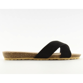 Chaussons en daim noir pour femmes SR-2812 le noir