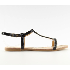 Sandales avec zircons cubiques noirs SY644 noir le noir