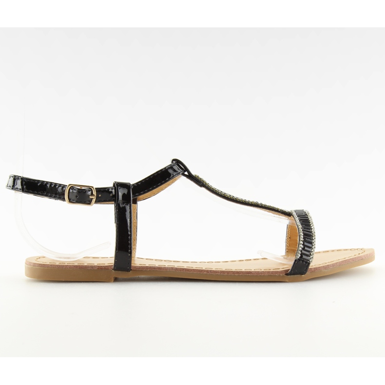 Sandales avec zircons cubiques noirs SY644 noir le noir
