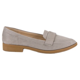 Small Swan Mocassins en daim gris