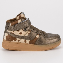 Kylie Baskets dorées avec fourrure d'or