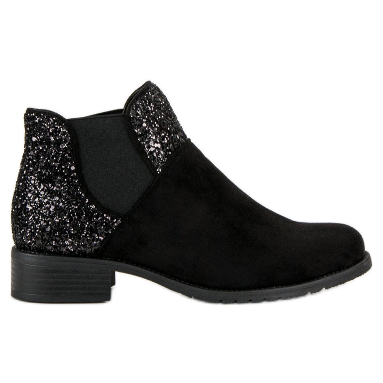 Bottines en daim à talon plat le noir