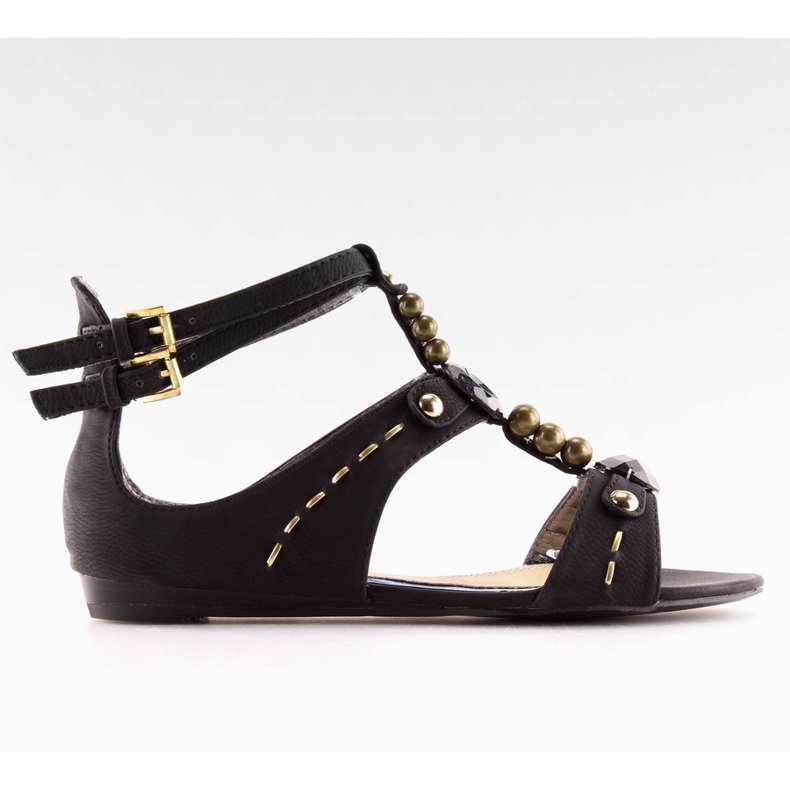 Sandales noires pour femmes avec pierres ZS3522 le noir