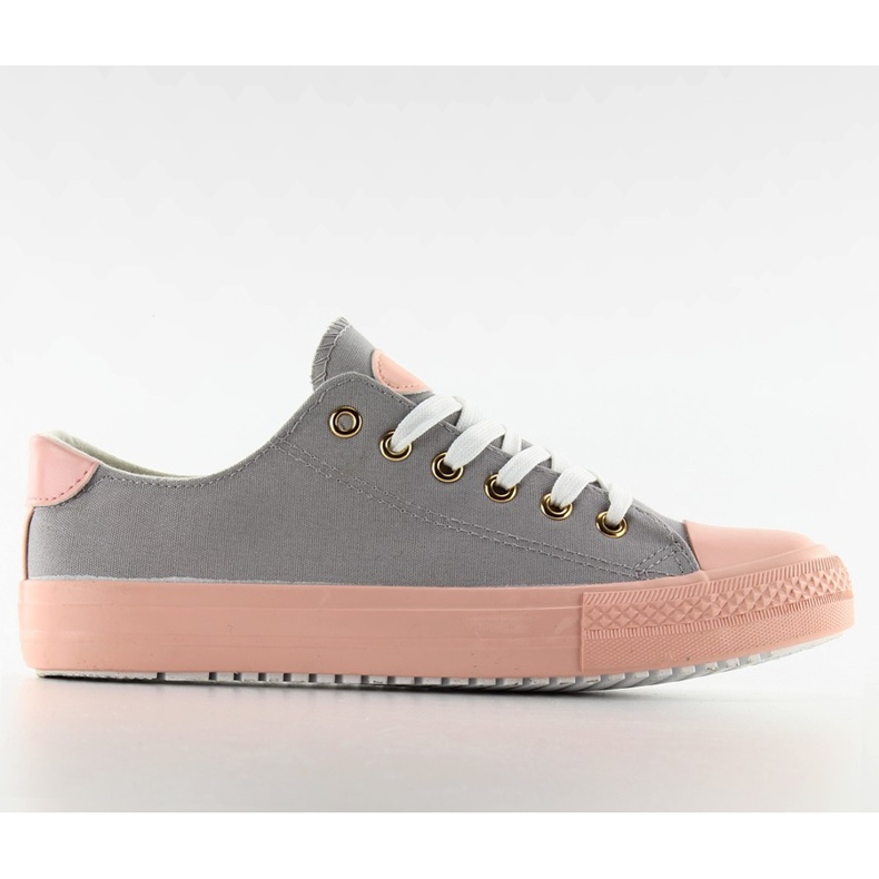 Baskets sur caoutchouc coloré W-3051 Gris / Rose