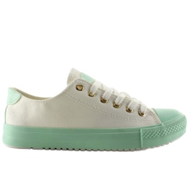 Sneakers sur un caoutchouc coloré W-3051 Vert blanc