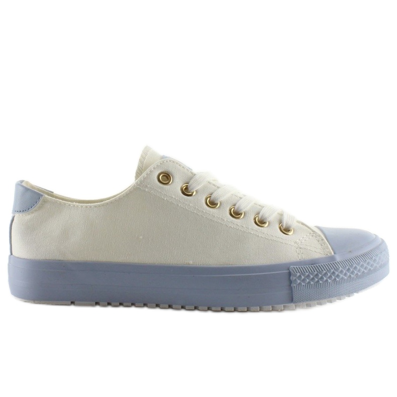 Baskets sur caoutchouc coloré W-3051 Bleu blanche