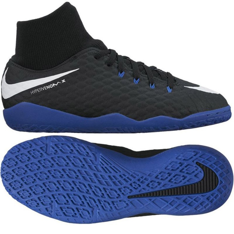 Chaussures d'intérieur Nike HypervenomX Phelon III DF IC Jr 917774-002 le noir