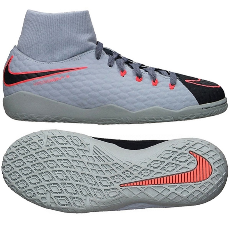 Chaussures d'intérieur Nike HypervenomX Phelon Iii Df Ic Jr 917774-400 gris gris