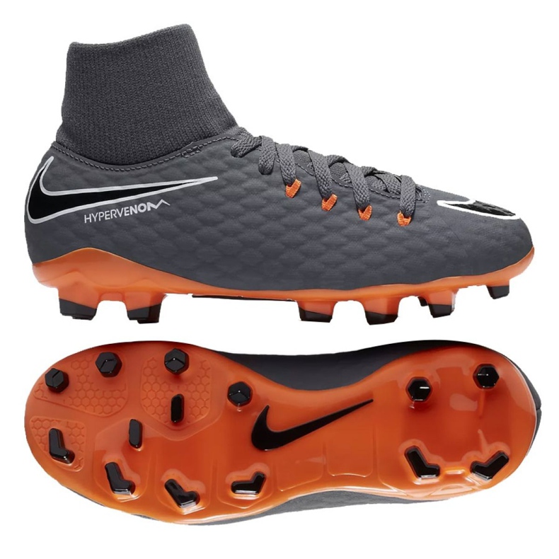 Nike Hypervenom Phantom 3 Academy Df Fg Jr AH7287-081 chaussures de football multicolore gris