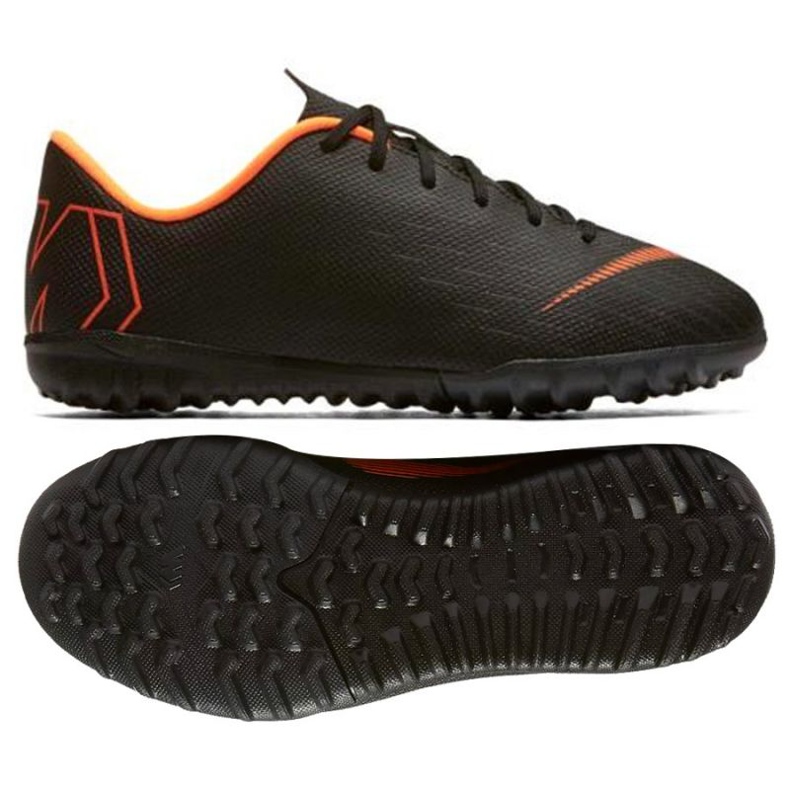 Chaussures de football Nike Mercurial VaporX 12 Academy Gs Tf Jr AH7342-081 le noir le noir