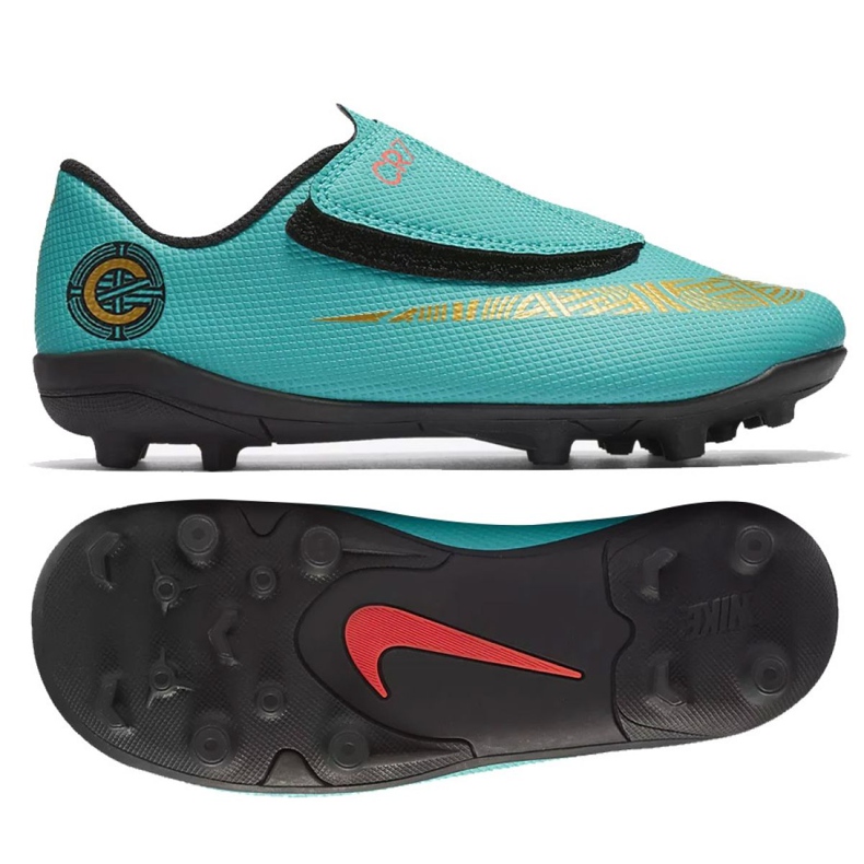 Nike Mercurial Vapor 12 Club Ps V CR7 Mg Jr AJ3096-390 chaussures de football bleu bleu Nike Mercurial Vapor 12 Club Ps V CR7 Mg Jr AJ3096-390 chaussures de football bleu bleu
