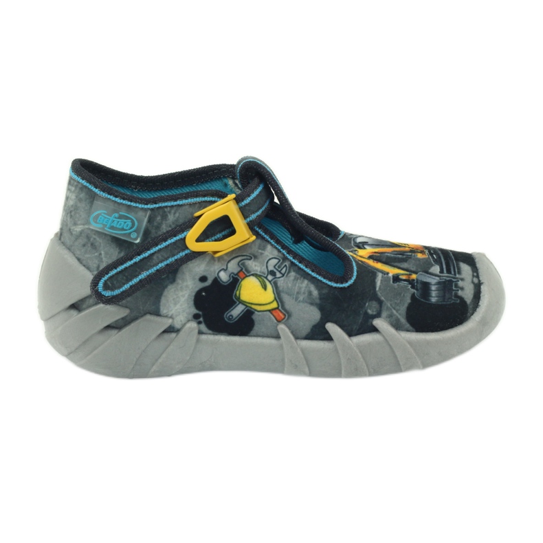 Befado chaussures pour enfants 110p321 pantoufles le noir bleu gris jaune