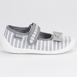 Raweks Pantoufles en argent avec un arc gris