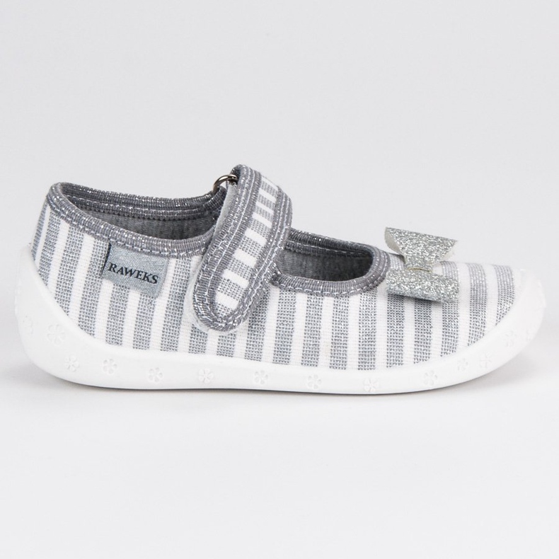 Raweks Pantoufles en argent avec un arc gris