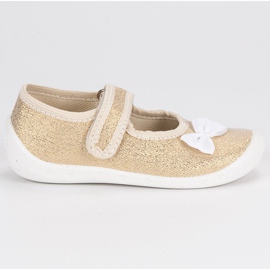 Raweks Pantoufles d'or avec un arc doré