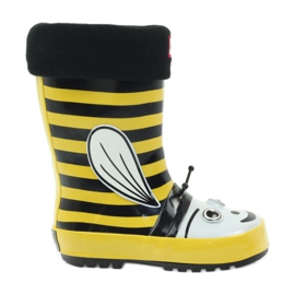 American Club Bottes de pluie américaines semelle chaussette enfant le noir jaune American Club Bottes de pluie américaines semelle chaussette enfant le noir jaune