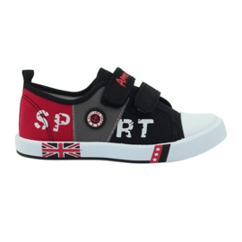 American Club Baskets pour enfants avec le drapeau américain Velcro noir blanc gris rouge