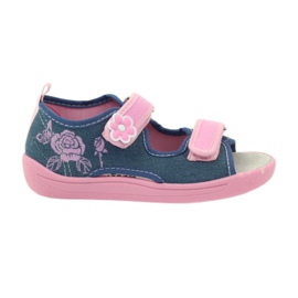 American Club sandales américaines chaussures enfant semelle cuir bleu rose