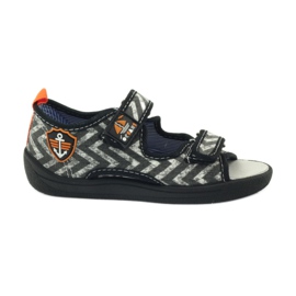 American Club sandales américaines chaussures enfant semelle cuir le noir orange gris