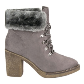 Seastar Bottines à lacets avec fourrure gris
